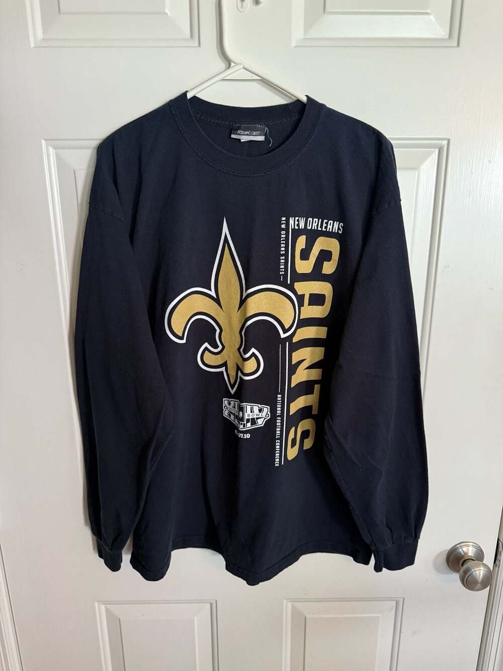 Reebok New Orleans Saints Super Bowl XLIV Long Sleeve T-Shirt Black Large